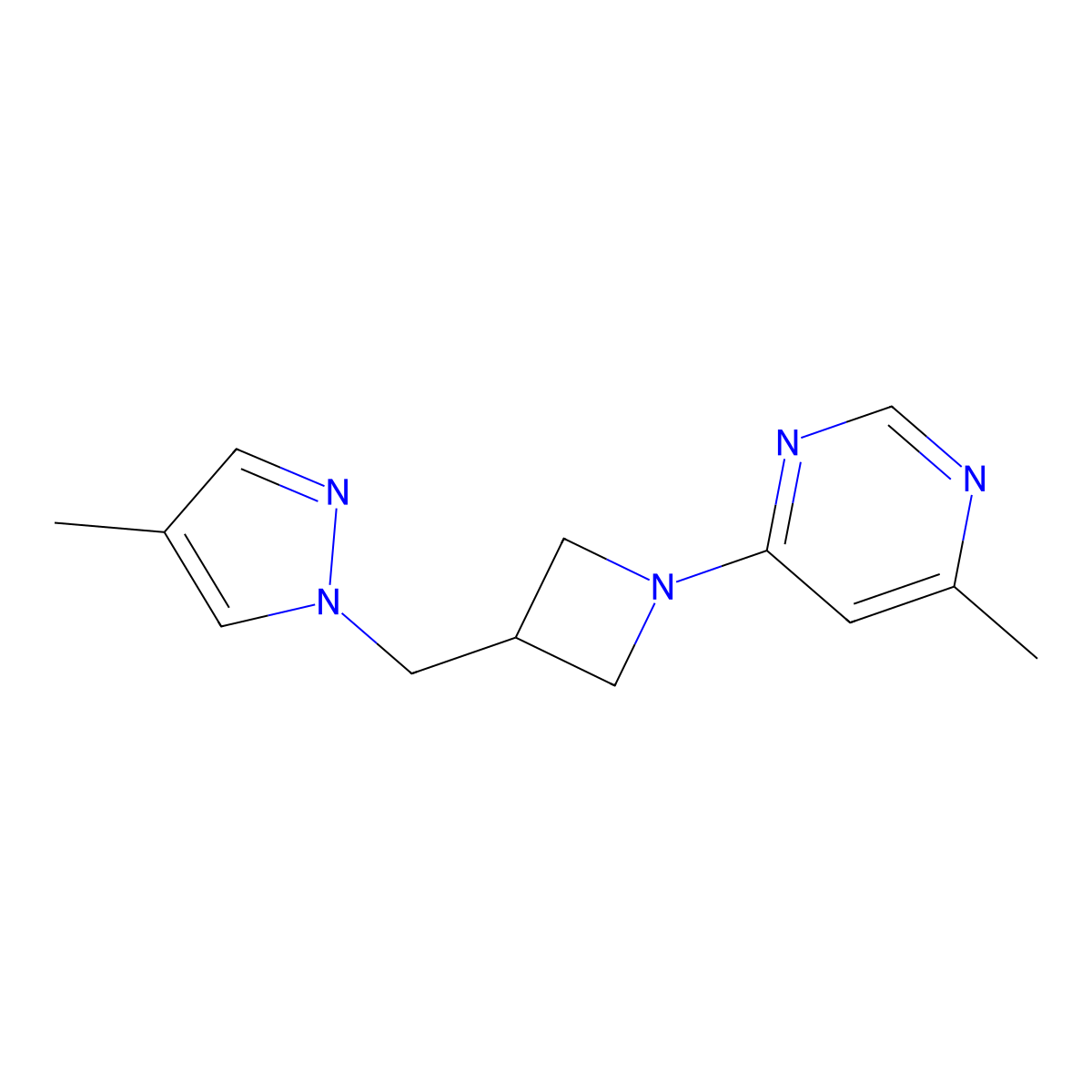 4-methyl-6-{3-[(4-methyl-1H-pyrazol-1-yl)methyl]azetidin-1-yl}pyrimidine molecular structure, CAS 2549029-14-1