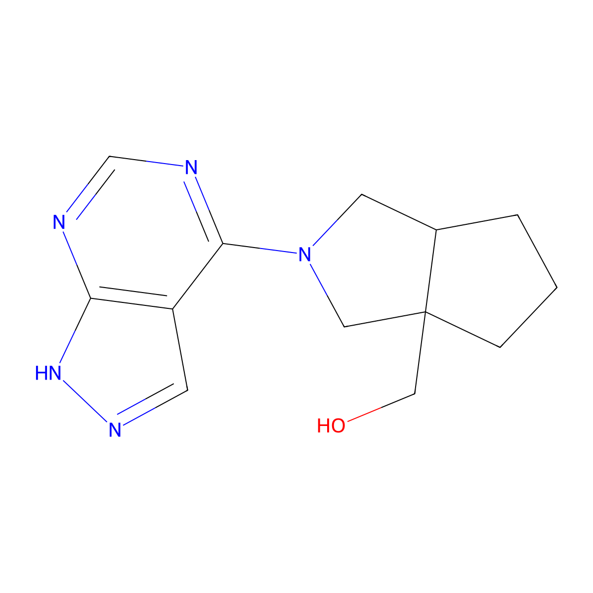 (2-{1H-pyrazolo[3,4-d]pyrimidin-4-yl}-octahydrocyclopenta[c]pyrrol-3a-yl)methanol molecular structure, CAS 2549029-16-3