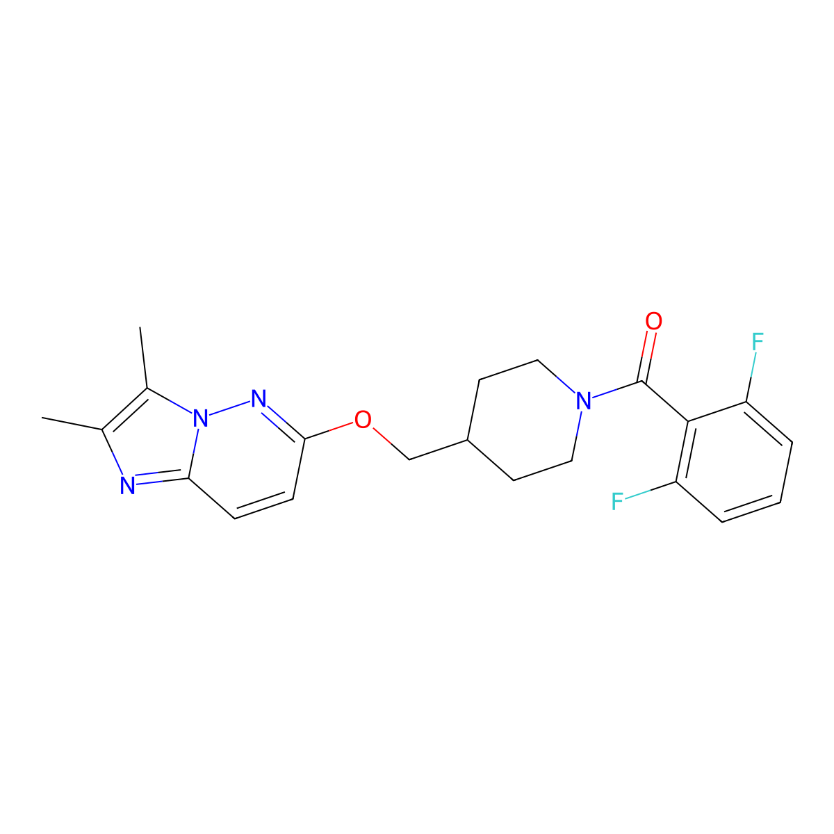 1-(2,6-Difluorobenzoyl)-4-[({2,3-dimethylimidazo[1,2-b]pyridazin-6-yl}oxy)methyl]piperidine molecular structure, CAS 2549029-19-6