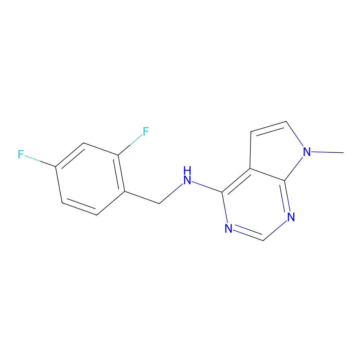 N-[(2,4-difluorophenyl)methyl]-7-methyl-7H-pyrrolo[2,3-d]pyrimidin-4-amine molecular structure, CAS 2549029-28-7