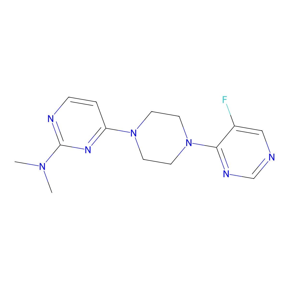 4-[4-(5-fluoropyrimidin-4-yl)piperazin-1-yl]-N,N-dimethylpyrimidin-2-amine molecular structure, CAS 2549029-32-3