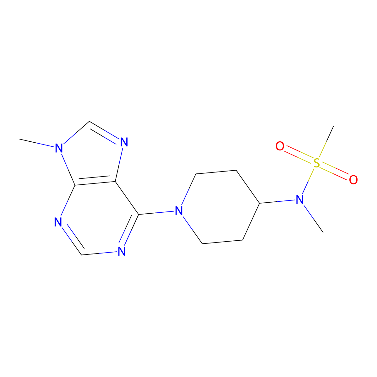 N-methyl-N-[1-(9-methyl-9H-purin-6-yl)piperidin-4-yl]methanesulfonamide molecular structure, CAS 2549029-37-8