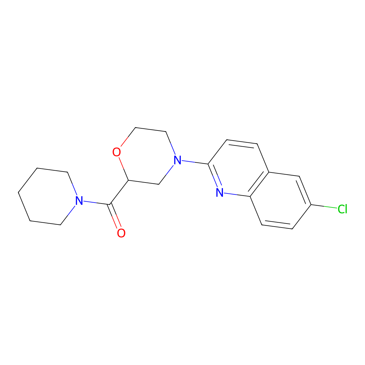 6-Chloro-2-[2-(piperidine-1-carbonyl)morpholin-4-yl]quinoline molecular structure, CAS 2549029-43-6