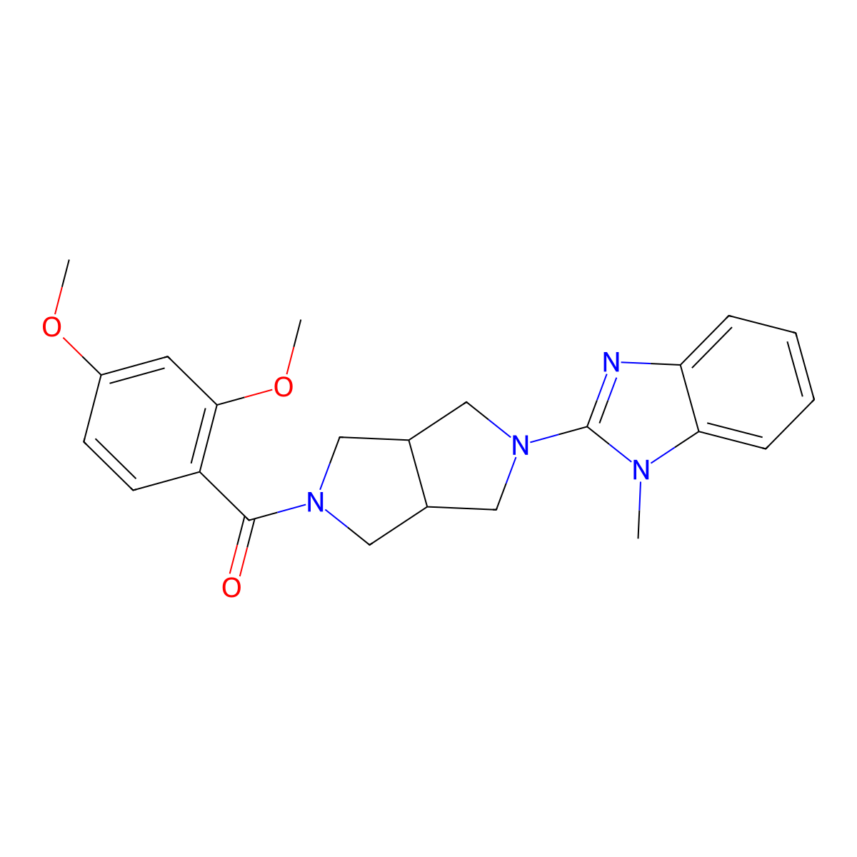 2-[5-(2,4-dimethoxybenzoyl)-octahydropyrrolo[3,4-c]pyrrol-2-yl]-1-methyl-1H-1,3-benzodiazole molecular structure, CAS 2549029-51-6