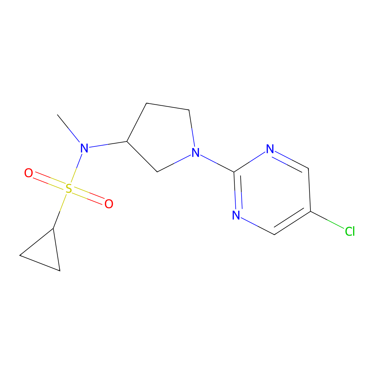 N-[1-(5-chloropyrimidin-2-yl)pyrrolidin-3-yl]-N-methylcyclopropanesulfonamide molecular structure, CAS 2549029-53-8