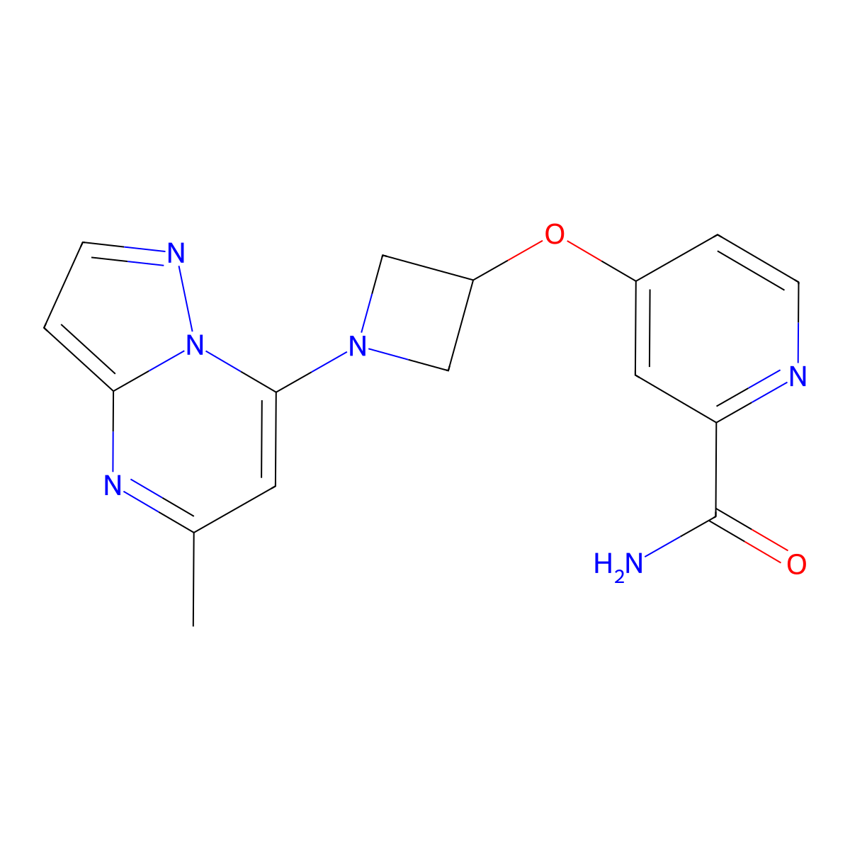 4-[(1-{5-Methylpyrazolo[1,5-a]pyrimidin-7-yl}azetidin-3-yl)oxy]pyridine-2-carboxamide molecular structure, CAS 2549029-55-0