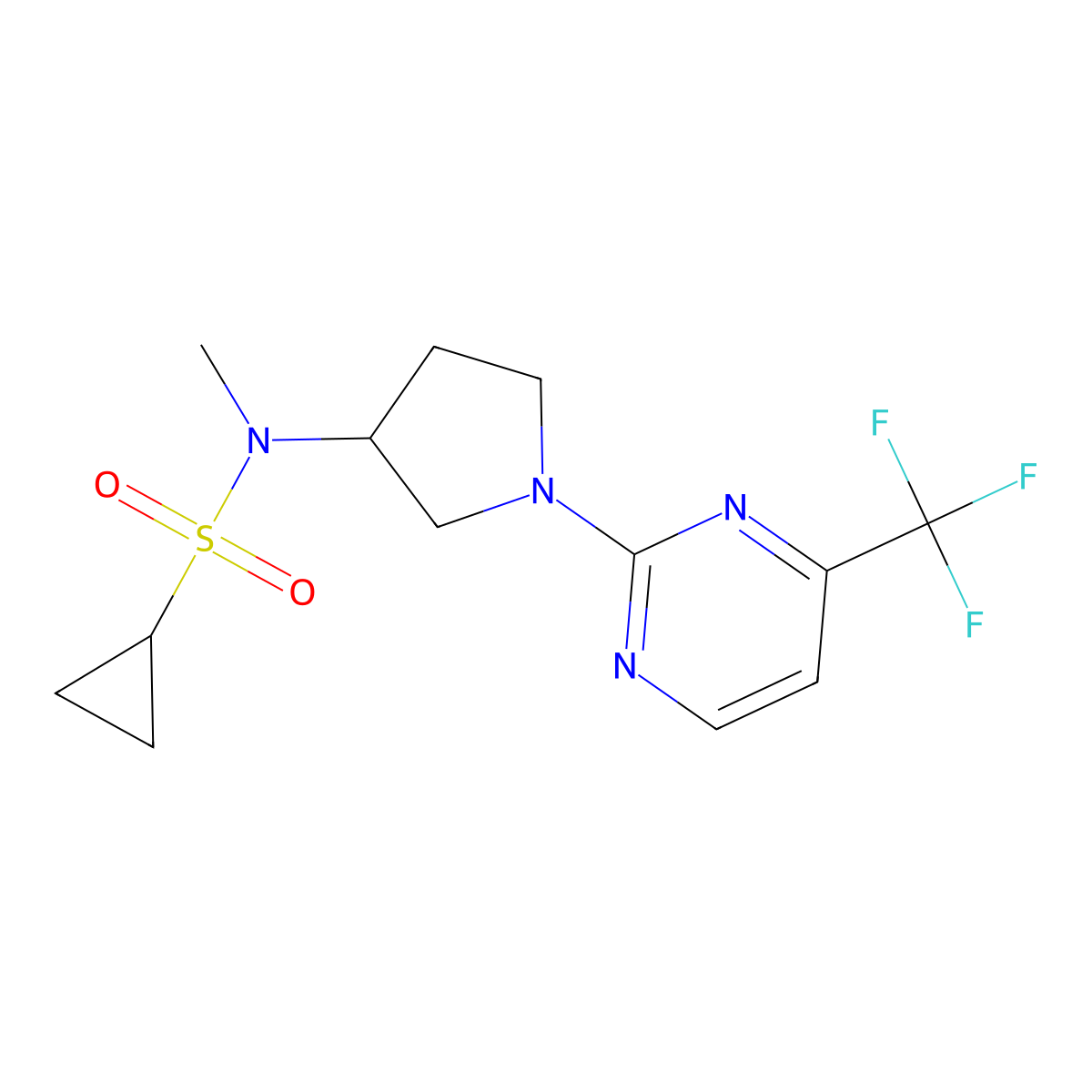 N-methyl-N-{1-[4-(trifluoromethyl)pyrimidin-2-yl]pyrrolidin-3-yl}cyclopropanesulfonamide molecular structure, CAS 2549029-61-8
