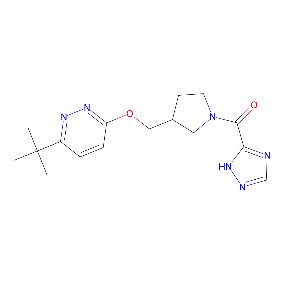 3-tert-butyl-6-{[1-(1H-1,2,4-triazole-3-carbonyl)pyrrolidin-3-yl]methoxy}pyridazine molecular structure, CAS 2549029-66-3