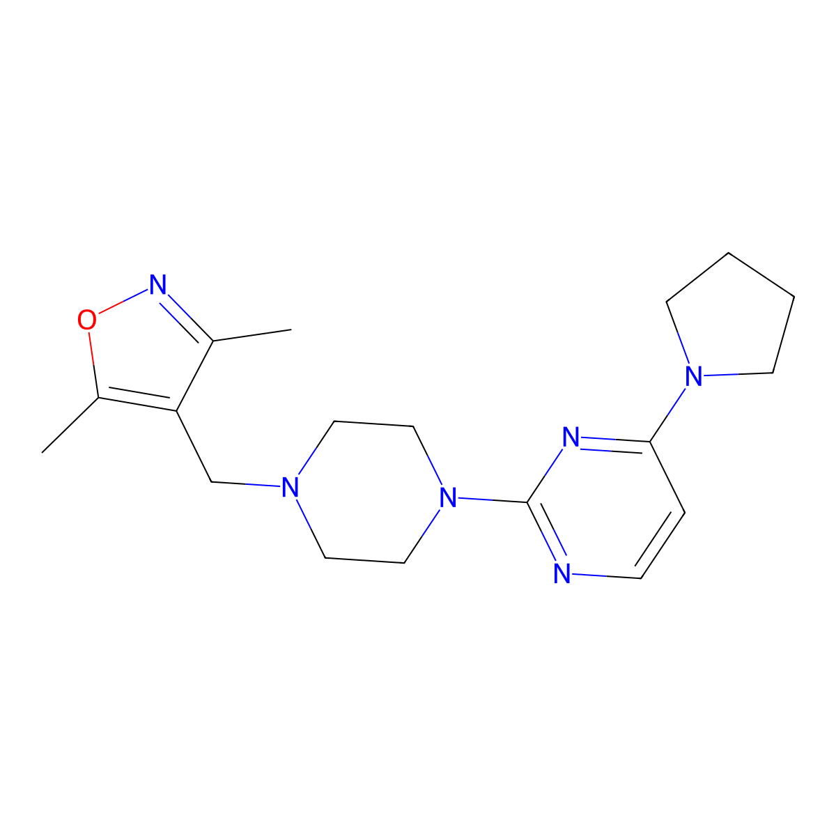 2-{4-[(3,5-Dimethyl-1,2-oxazol-4-yl)methyl]piperazin-1-yl}-4-(pyrrolidin-1-yl)pyrimidine molecular structure, CAS 2549029-68-5