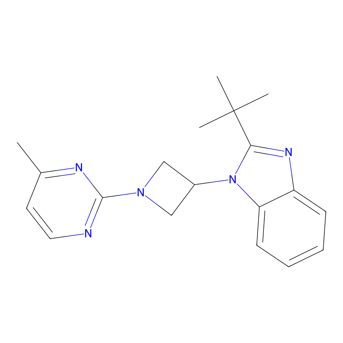 2-tert-butyl-1-[1-(4-methylpyrimidin-2-yl)azetidin-3-yl]-1H-1,3-benzodiazole molecular structure, CAS 2549029-69-6