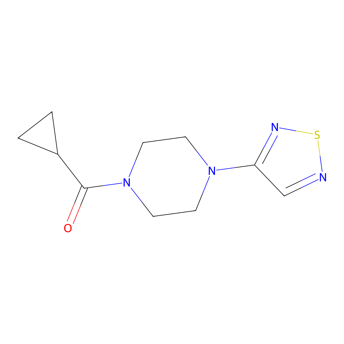 1-Cyclopropanecarbonyl-4-(1,2,5-thiadiazol-3-yl)piperazine molecular structure, CAS 2549029-70-9