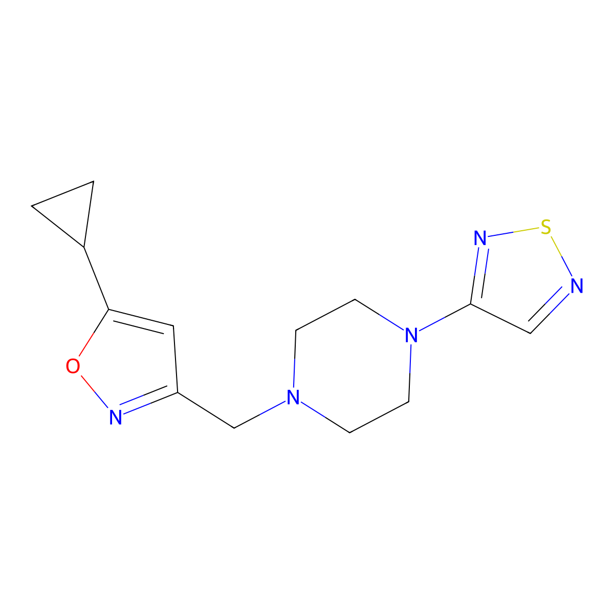 1-[(5-Cyclopropyl-1,2-oxazol-3-yl)methyl]-4-(1,2,5-thiadiazol-3-yl)piperazine molecular structure, CAS 2549029-71-0