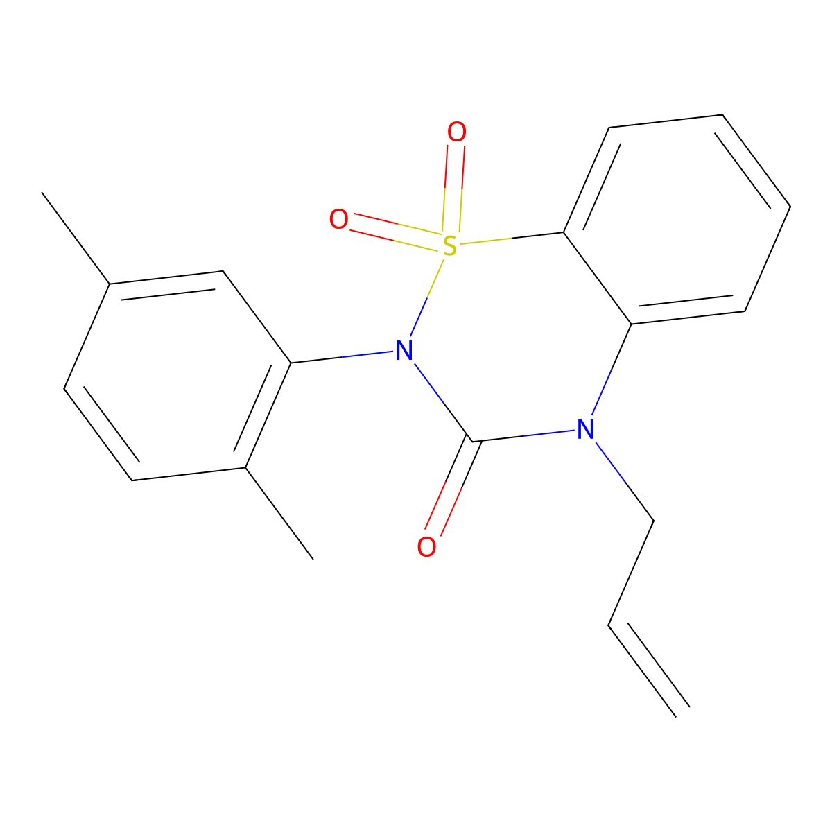 2-(2,5-Dimethylphenyl)-1,1-dioxo-4-prop-2-enyl-1lambda6,2,4-benzothiadiazin-3-one molecular structure, CAS 2549029-75-4