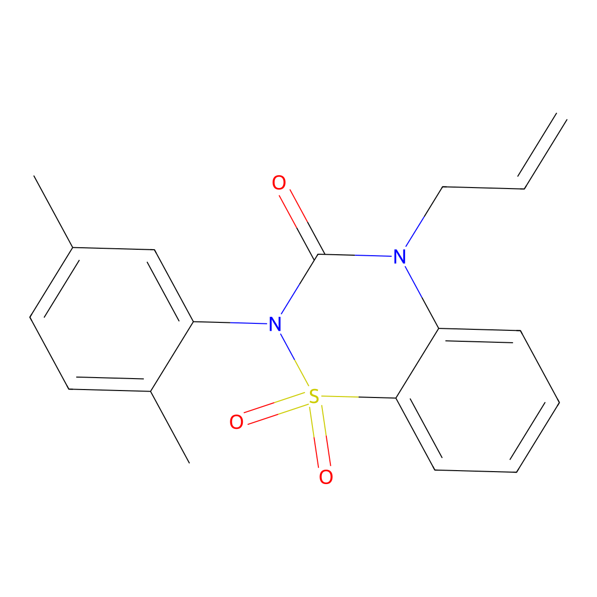 2-(2,5-Dimethylphenyl)-1,1-dioxo-4-prop-2-enyl-1lambda6,2,4-benzothiadiazin-3-one molecular structure, CAS 2549029-75-4