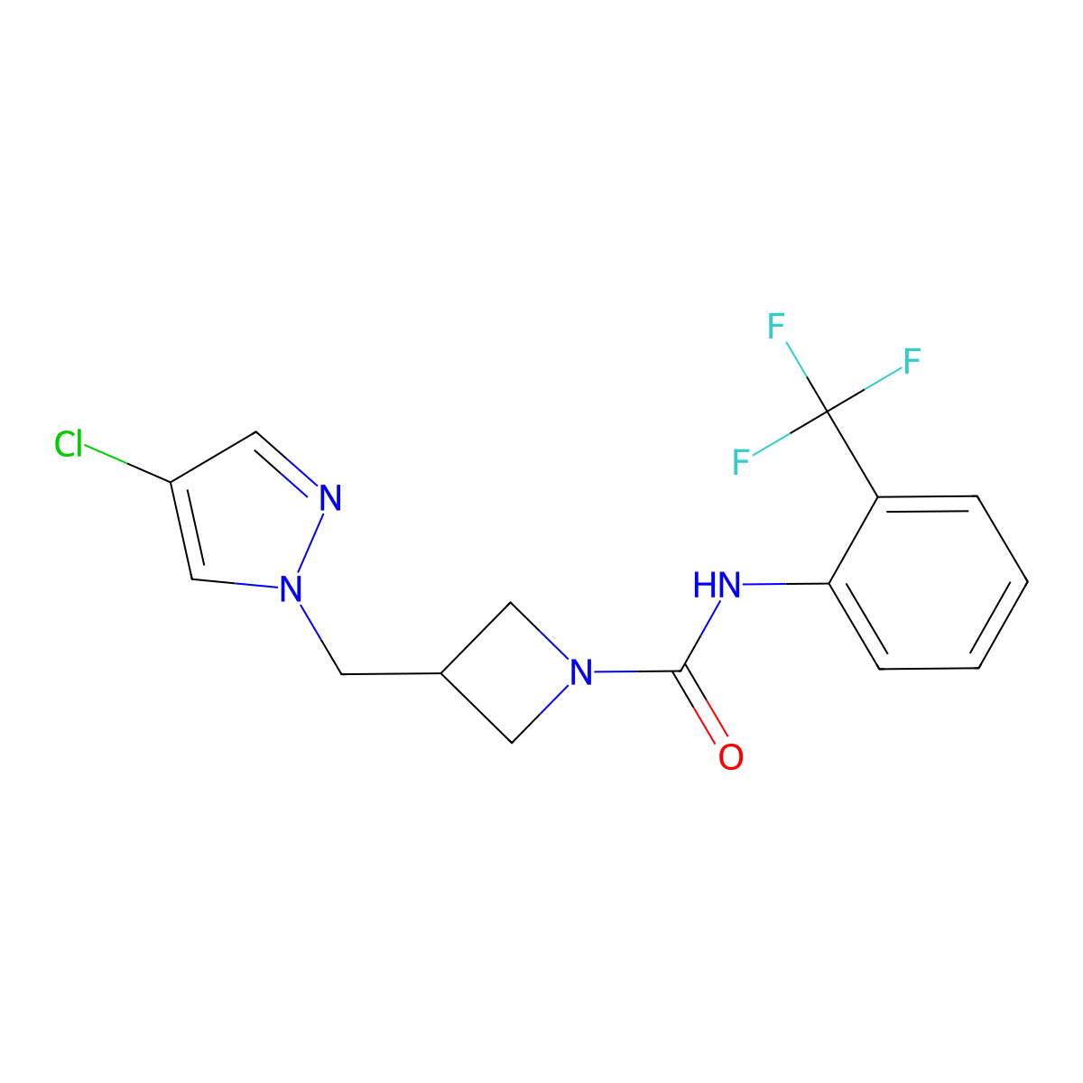 3-[(4-chloro-1H-pyrazol-1-yl)methyl]-N-[2-(trifluoromethyl)phenyl]azetidine-1-carboxamide molecular structure, CAS 2549029-84-5