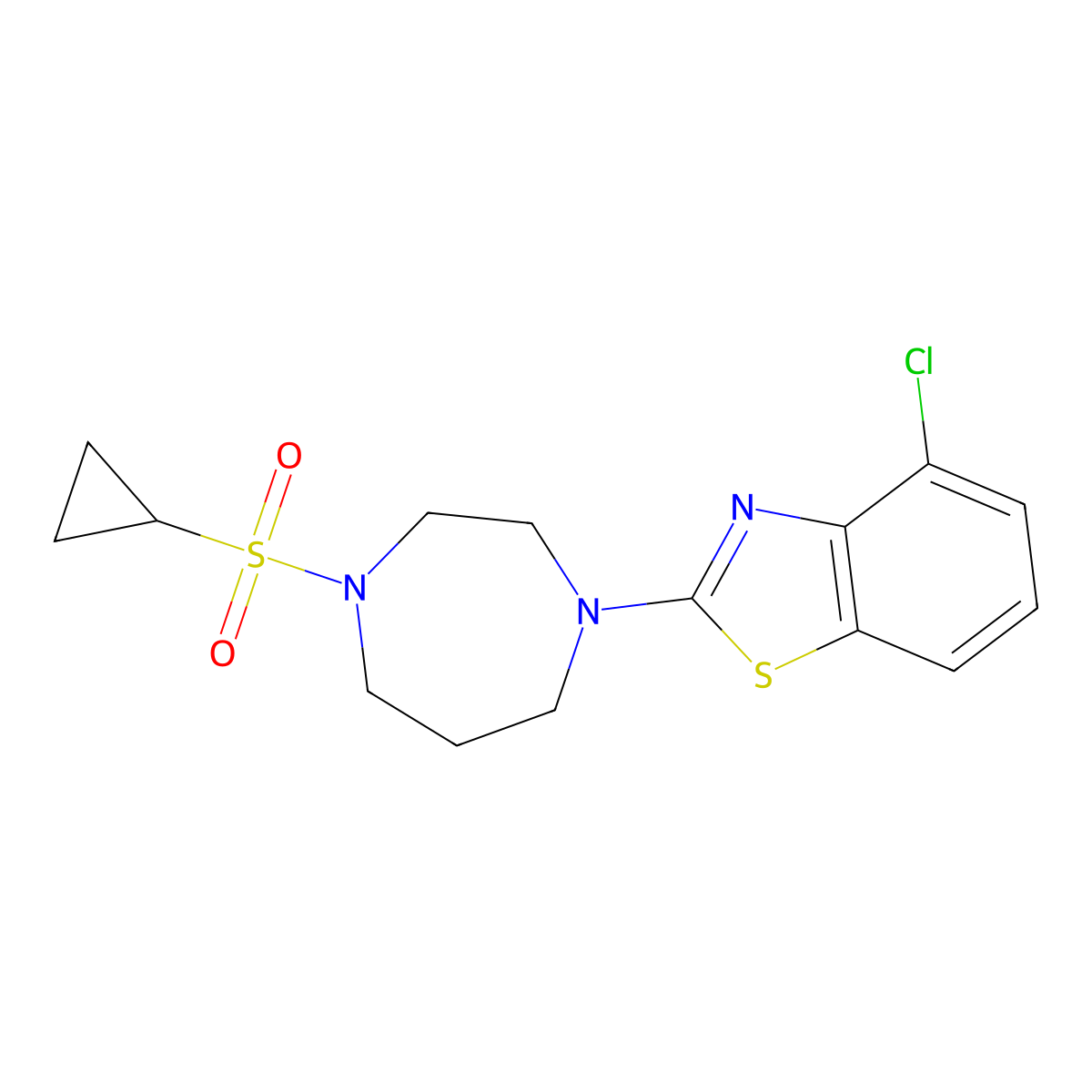 4-Chloro-2-[4-(cyclopropanesulfonyl)-1,4-diazepan-1-yl]-1,3-benzothiazole molecular structure, CAS 2549029-85-6