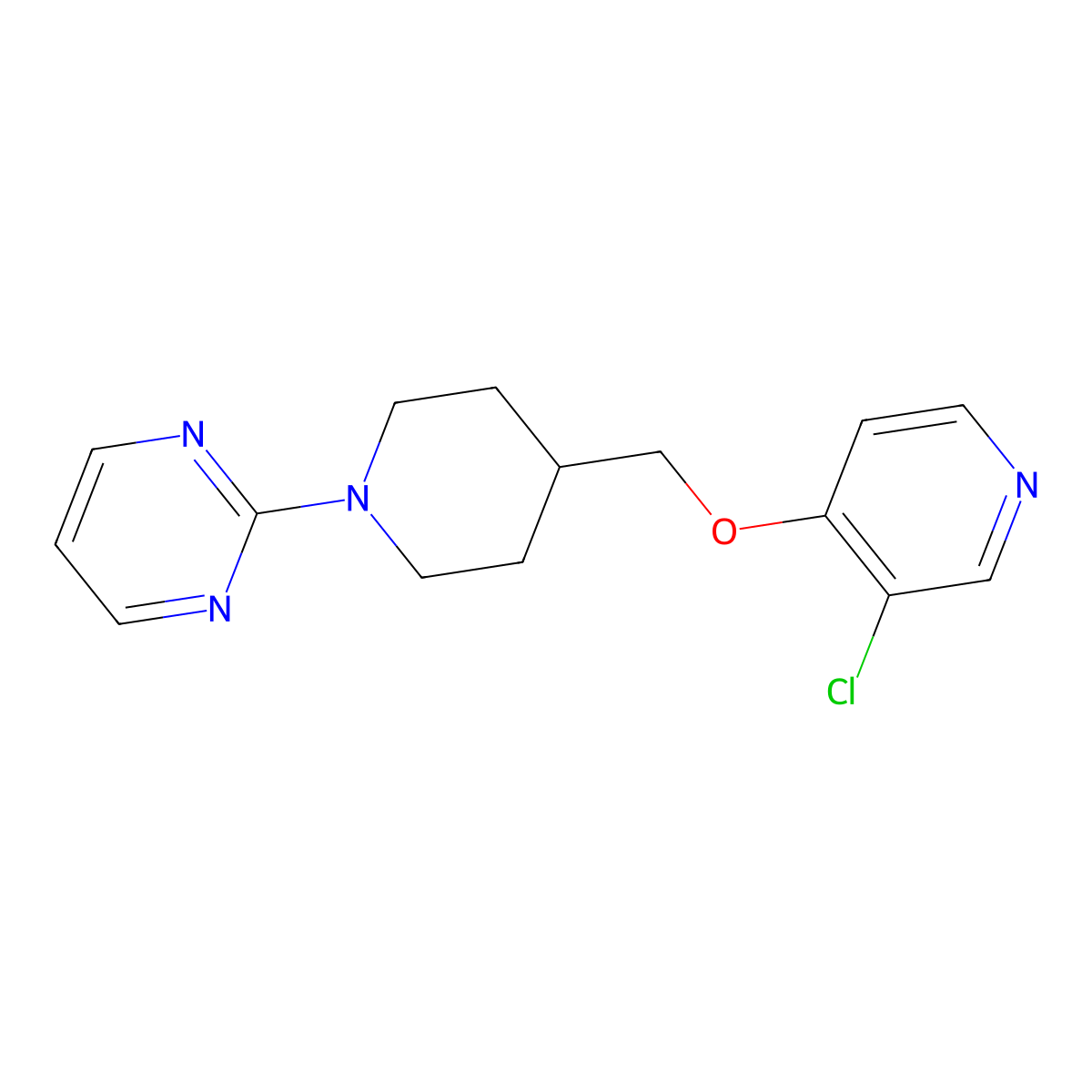 2-(4-{[(3-Chloropyridin-4-yl)oxy]methyl}piperidin-1-yl)pyrimidine molecular structure, CAS 2549029-86-7