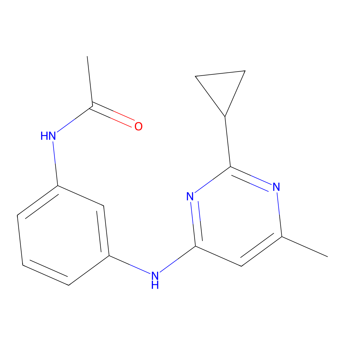 N-{3-[(2-cyclopropyl-6-methylpyrimidin-4-yl)amino]phenyl}acetamide molecular structure, CAS 2549029-87-8