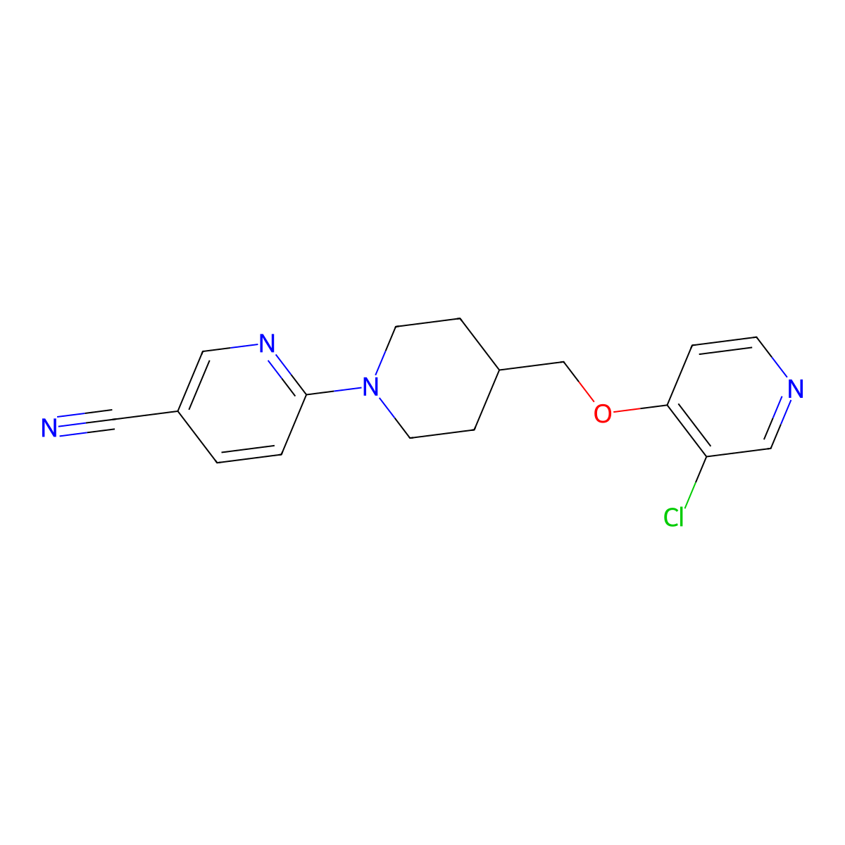 6-(4-{[(3-Chloropyridin-4-yl)oxy]methyl}piperidin-1-yl)pyridine-3-carbonitrile molecular structure, CAS 2549029-88-9