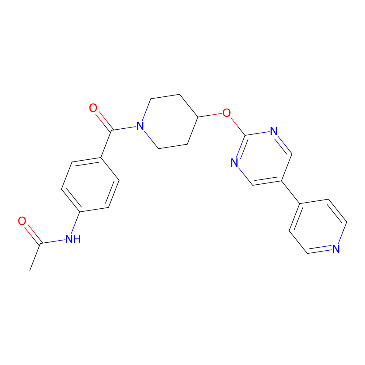 N-[4-(4-{[5-(pyridin-4-yl)pyrimidin-2-yl]oxy}piperidine-1-carbonyl)phenyl]acetamide molecular structure, CAS 2549029-91-4