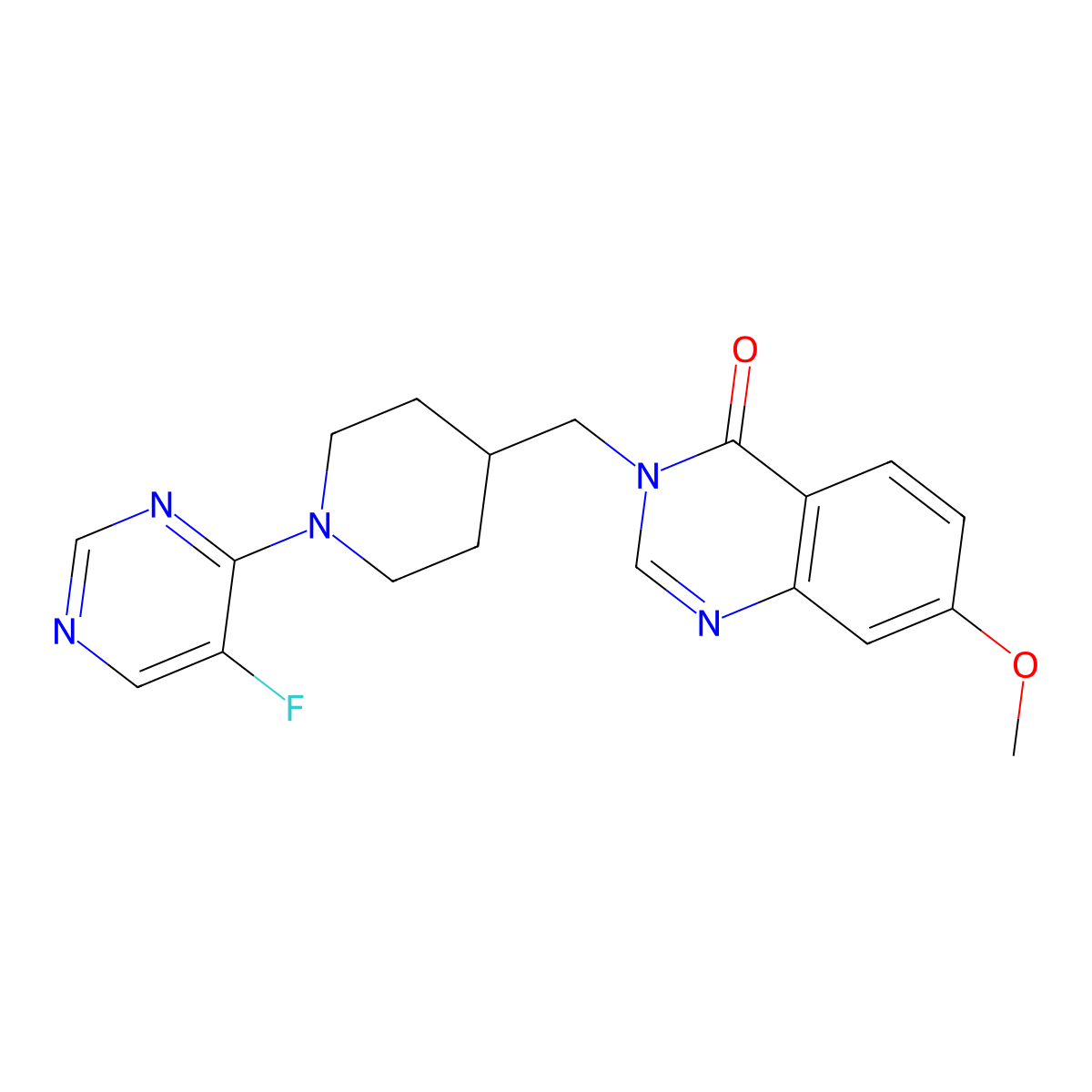 3-{[1-(5-Fluoropyrimidin-4-yl)piperidin-4-yl]methyl}-7-methoxy-3,4-dihydroquinazolin-4-one molecular structure, CAS 2549029-92-5