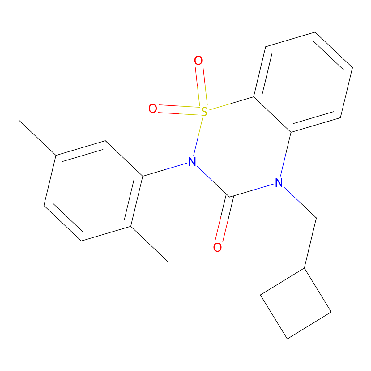 4-(Cyclobutylmethyl)-2-(2,5-dimethylphenyl)-1,1-dioxo-1lambda6,2,4-benzothiadiazin-3-one molecular structure, CAS 2549030-00-2