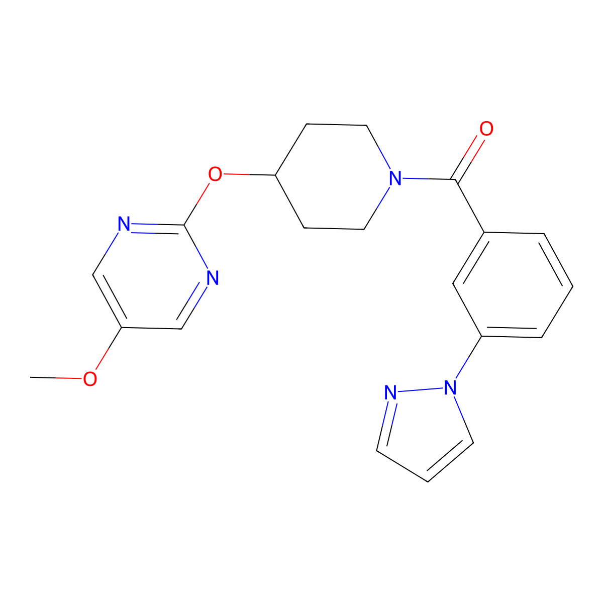 5-methoxy-2-({1-[3-(1H-pyrazol-1-yl)benzoyl]piperidin-4-yl}oxy)pyrimidine molecular structure, CAS 2549030-02-4