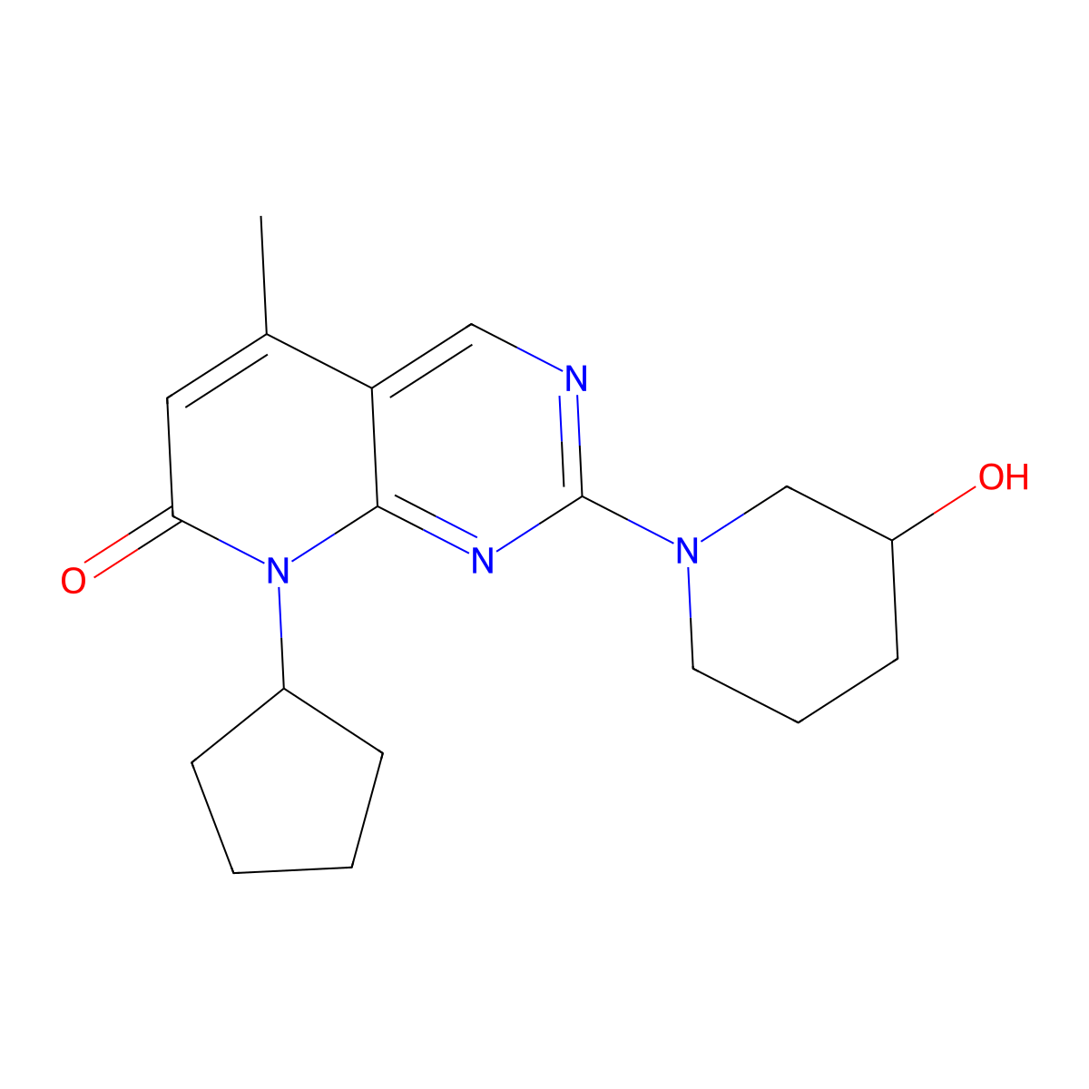 8-cyclopentyl-2-(3-hydroxypiperidin-1-yl)-5-methyl-7H,8H-pyrido[2,3-d]pyrimidin-7-one molecular structure, CAS 2549030-04-6
