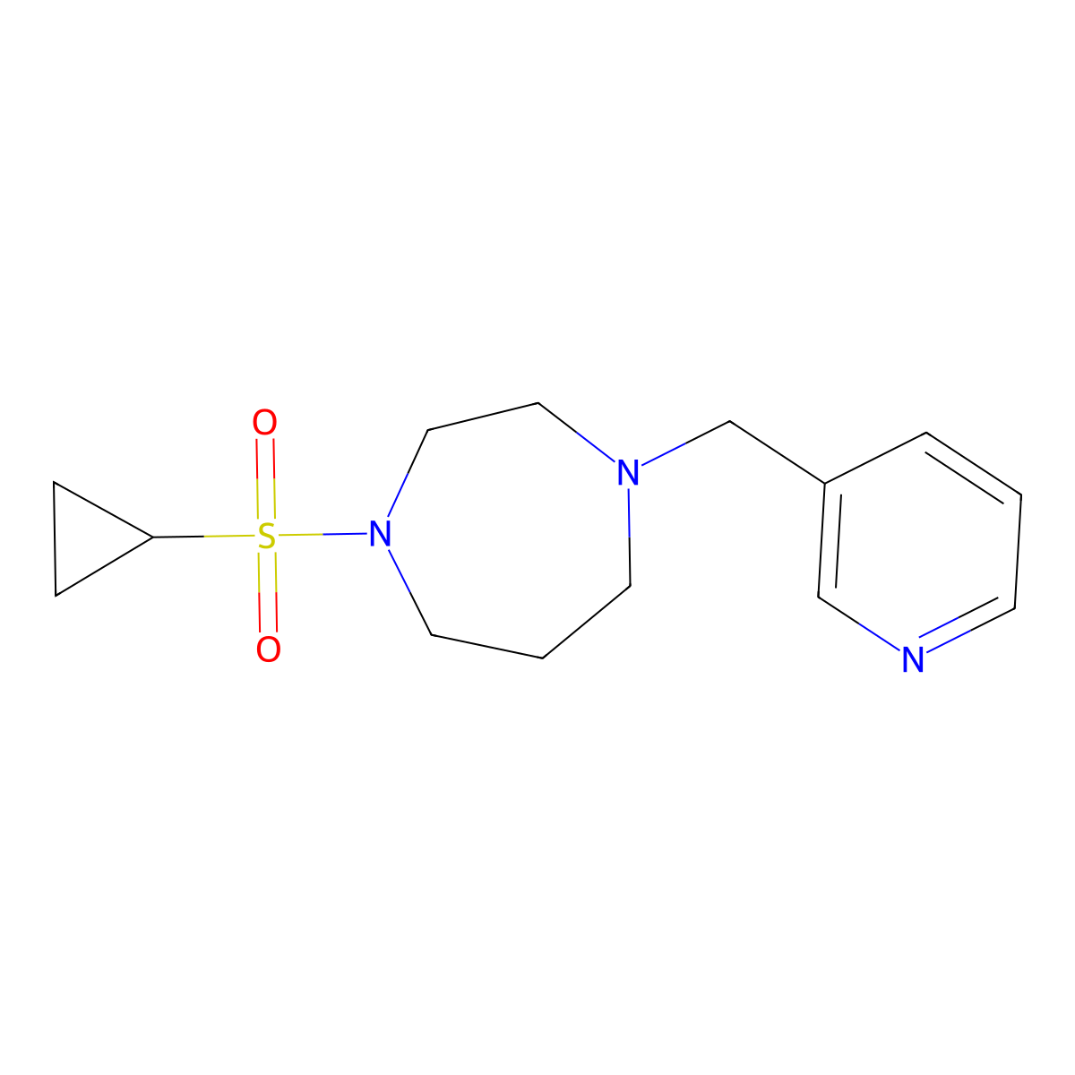 1-(Cyclopropanesulfonyl)-4-[(pyridin-3-yl)methyl]-1,4-diazepane molecular structure, CAS 2549030-05-7