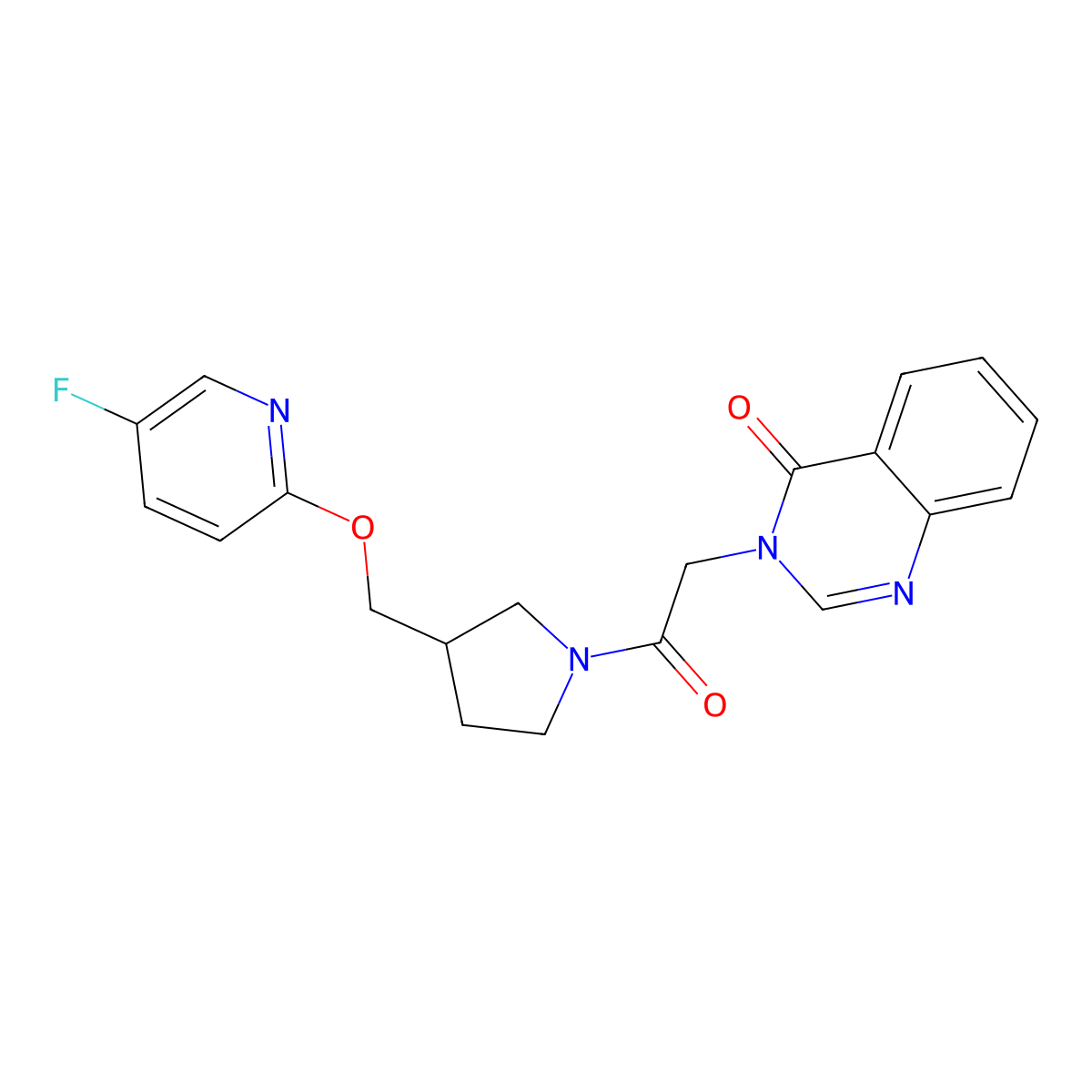 3-[2-(3-{[(5-Fluoropyridin-2-yl)oxy]methyl}pyrrolidin-1-yl)-2-oxoethyl]-3,4-dihydroquinazolin-4-one molecular structure, CAS 2549030-11-5