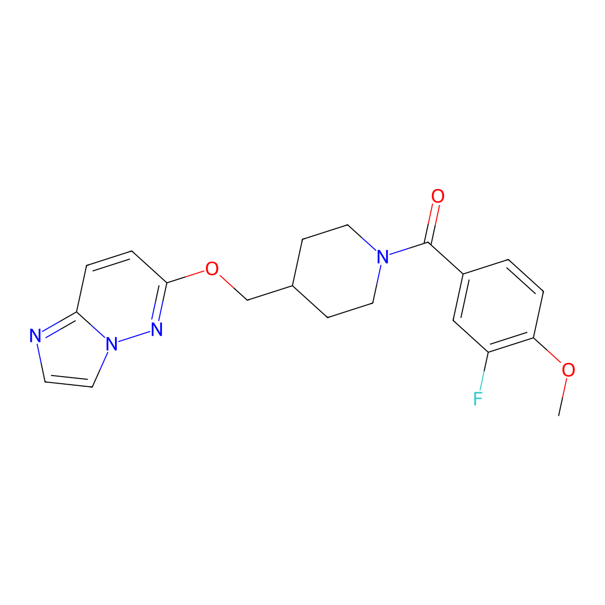1-(3-Fluoro-4-methoxybenzoyl)-4-({imidazo[1,2-b]pyridazin-6-yloxy}methyl)piperidine molecular structure, CAS 2549030-12-6