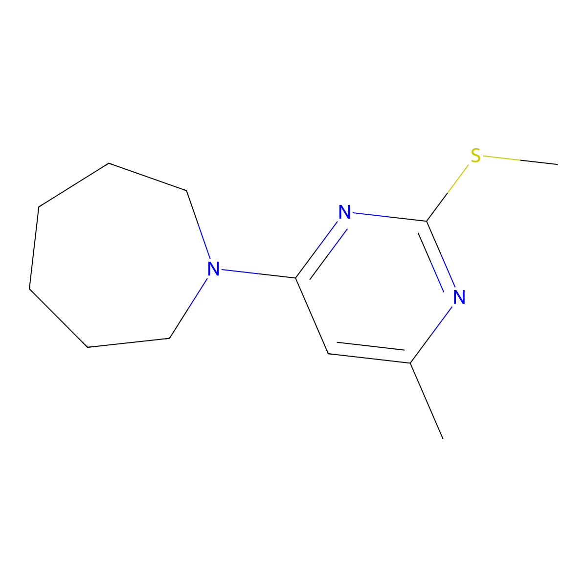 1-[6-Methyl-2-(methylsulfanyl)pyrimidin-4-yl]azepane molecular structure, CAS 2549030-13-7