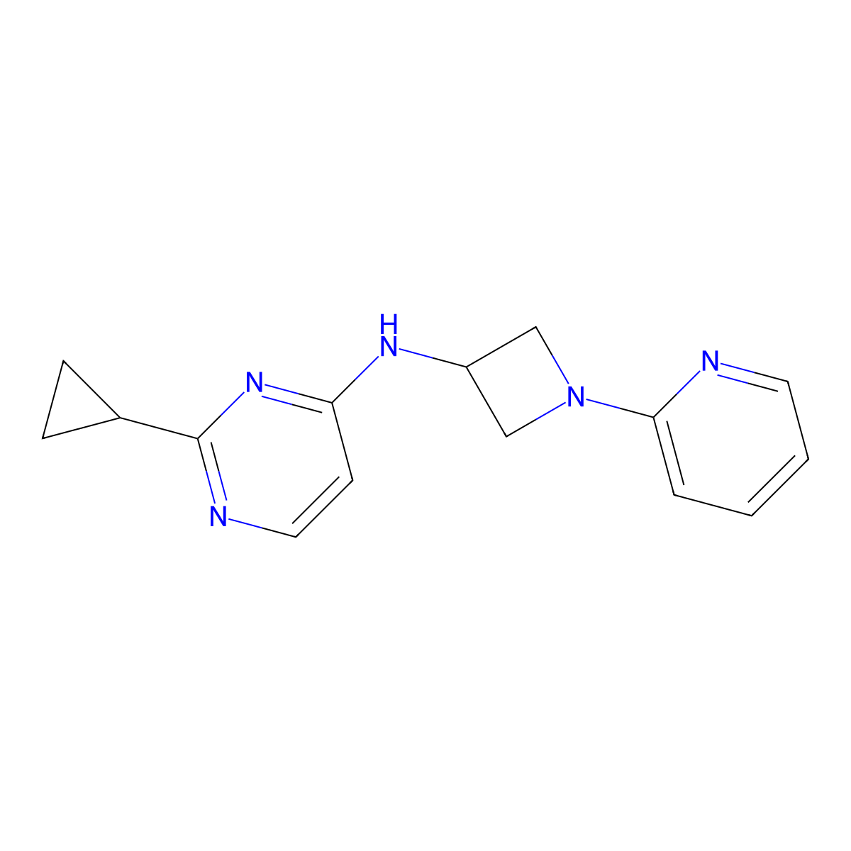 2-cyclopropyl-N-[1-(pyridin-2-yl)azetidin-3-yl]pyrimidin-4-amine molecular structure, CAS 2549030-15-9