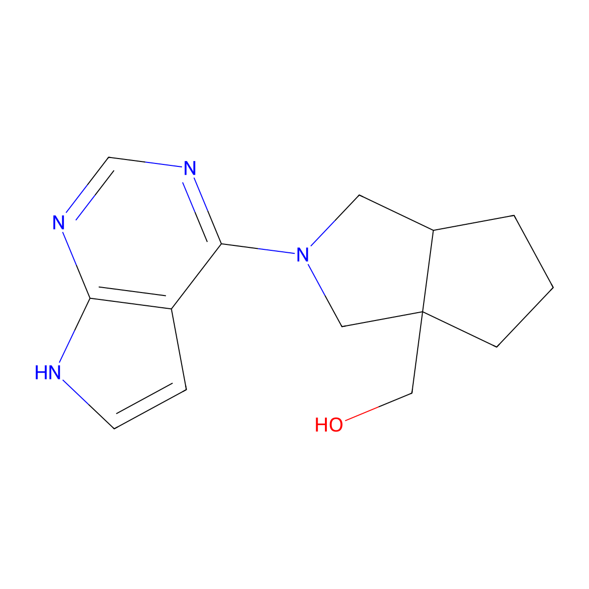 (2-{7H-pyrrolo[2,3-d]pyrimidin-4-yl}-octahydrocyclopenta[c]pyrrol-3a-yl)methanol molecular structure, CAS 2549030-23-9