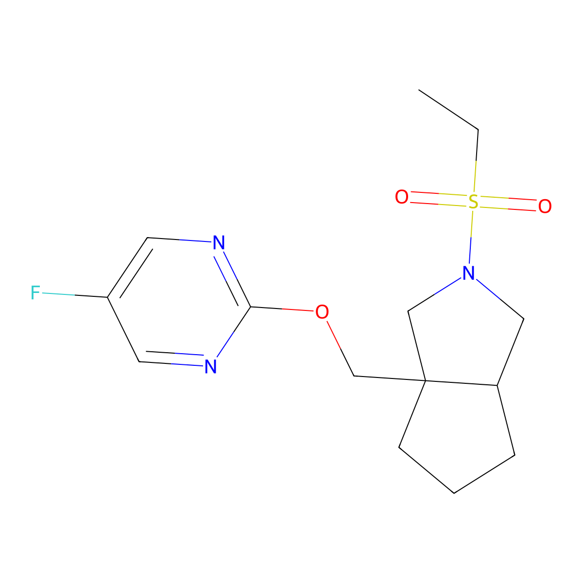 2-{[2-(Ethanesulfonyl)-octahydrocyclopenta[c]pyrrol-3a-yl]methoxy}-5-fluoropyrimidine molecular structure, CAS 2549030-25-1