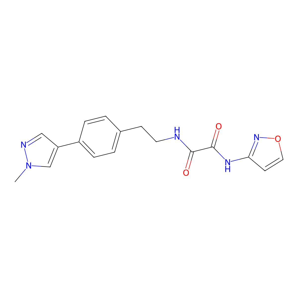 N'-{2-[4-(1-methyl-1H-pyrazol-4-yl)phenyl]ethyl}-N-(1,2-oxazol-3-yl)ethanediamide molecular structure, CAS 2549030-26-2