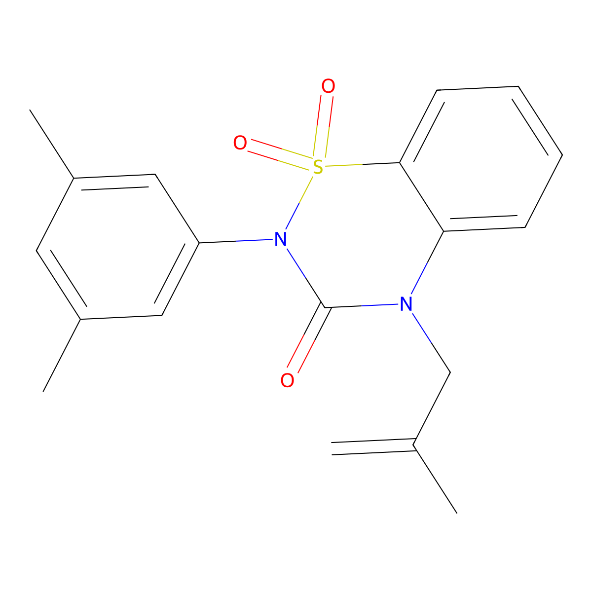 2-(3,5-Dimethylphenyl)-4-(2-methylprop-2-enyl)-1,1-dioxo-1lambda6,2,4-benzothiadiazin-3-one molecular structure, CAS 2549030-29-5