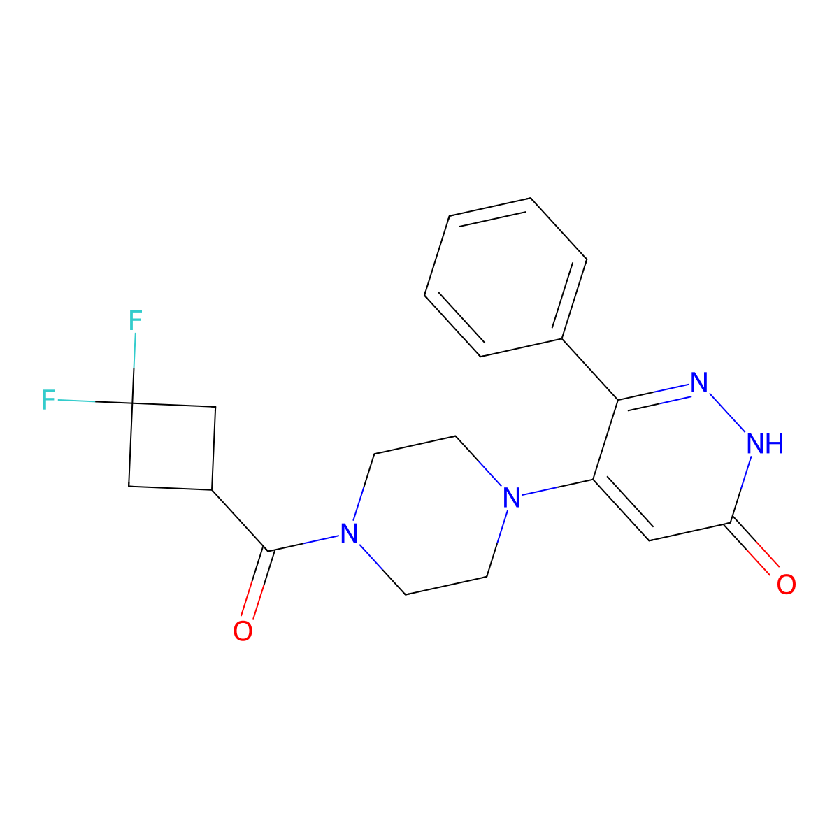 5-[4-(3,3-Difluorocyclobutanecarbonyl)piperazin-1-yl]-6-phenyl-2,3-dihydropyridazin-3-one molecular structure, CAS 2549030-30-8