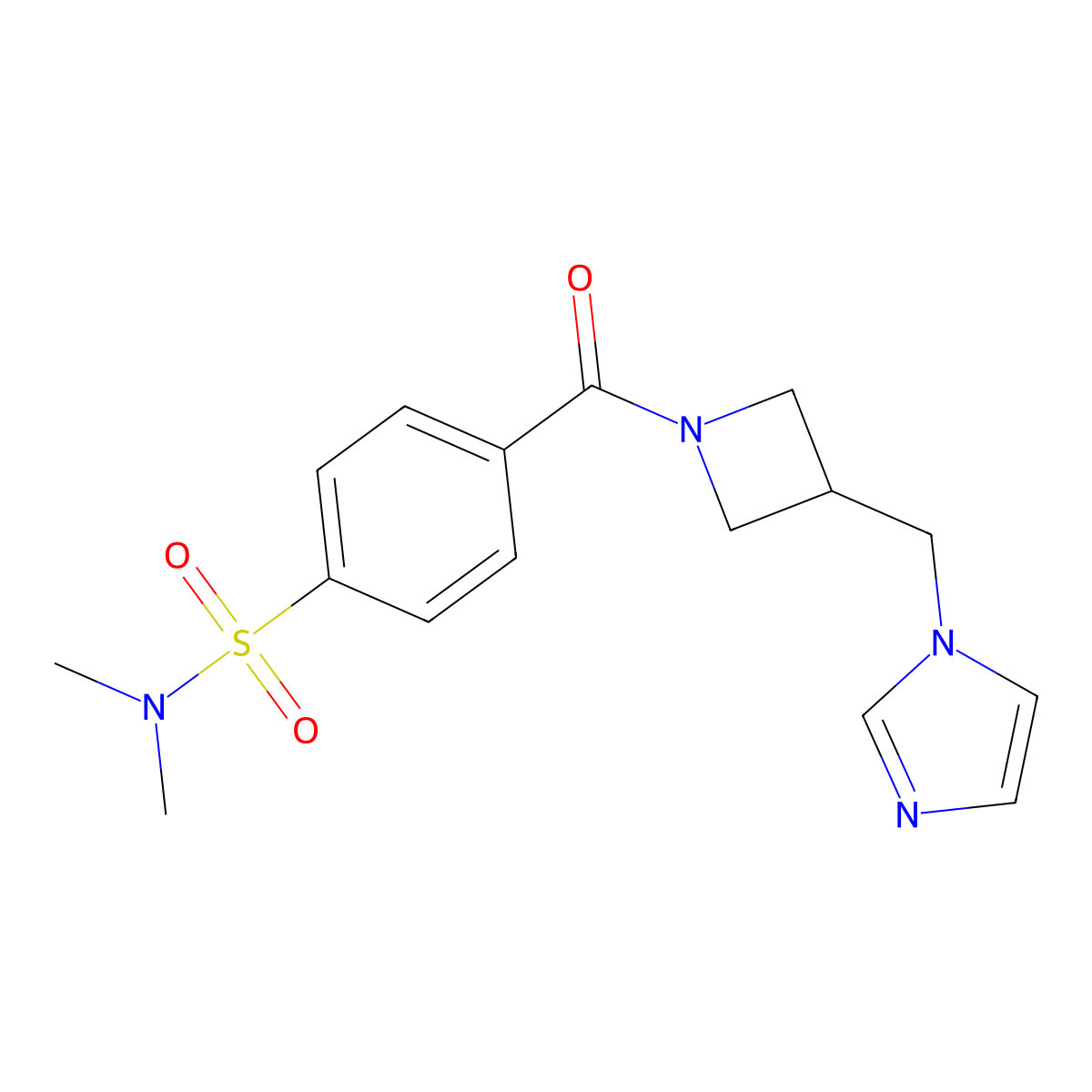 4-{3-[(1H-imidazol-1-yl)methyl]azetidine-1-carbonyl}-N,N-dimethylbenzene-1-sulfonamide molecular structure, CAS 2549030-31-9