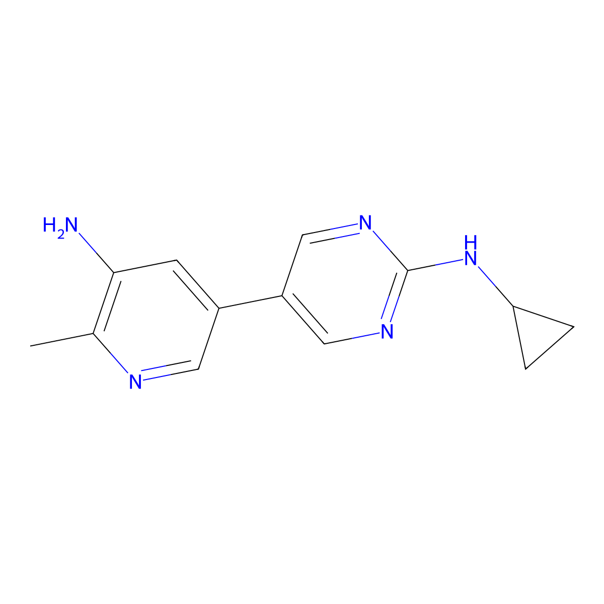 5-(5-amino-6-methylpyridin-3-yl)-N-cyclopropylpyrimidin-2-amine molecular structure, CAS 2549030-32-0