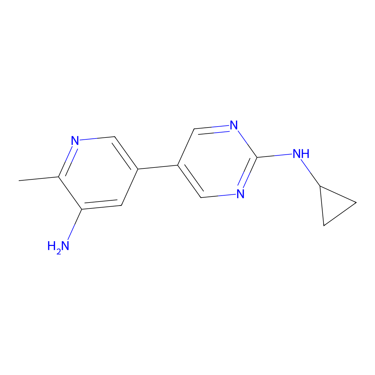 5-(5-amino-6-methylpyridin-3-yl)-N-cyclopropylpyrimidin-2-amine molecular structure, CAS 2549030-32-0