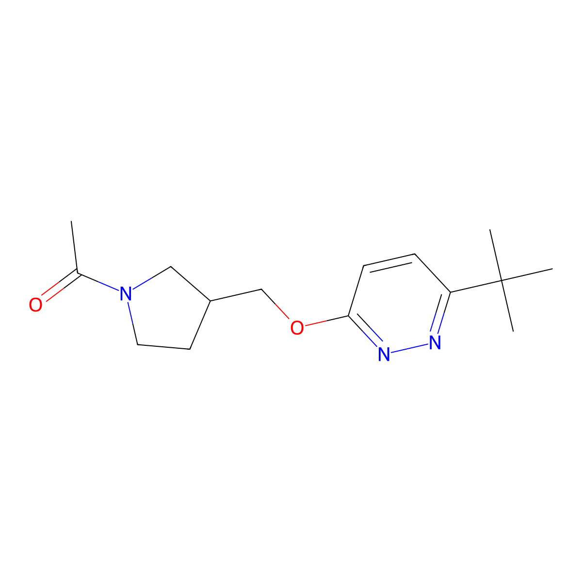 1-(3-{[(6-Tert-butylpyridazin-3-yl)oxy]methyl}pyrrolidin-1-yl)ethan-1-one molecular structure, CAS 2549030-37-5