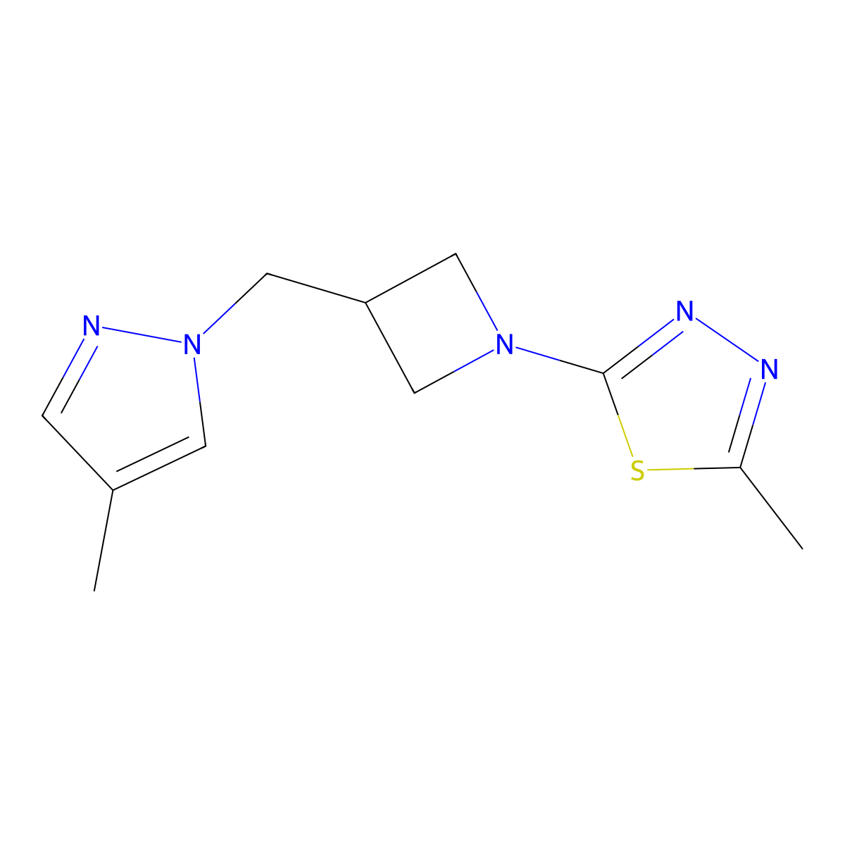 2-methyl-5-{3-[(4-methyl-1H-pyrazol-1-yl)methyl]azetidin-1-yl}-1,3,4-thiadiazole molecular structure, CAS 2549030-38-6
