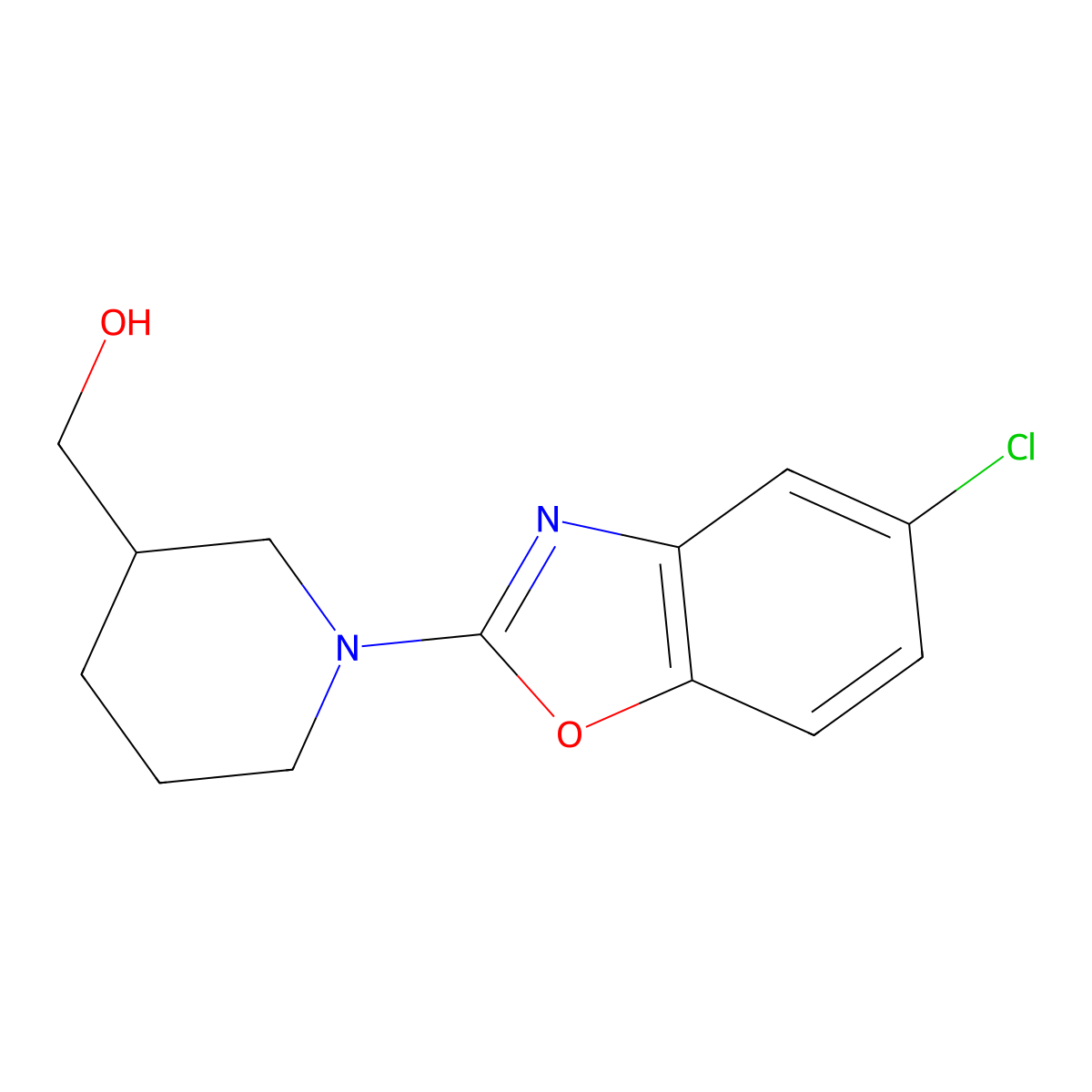 [1-(5-Chloro-1,3-benzoxazol-2-yl)piperidin-3-yl]methanol molecular structure, CAS 2549030-44-4