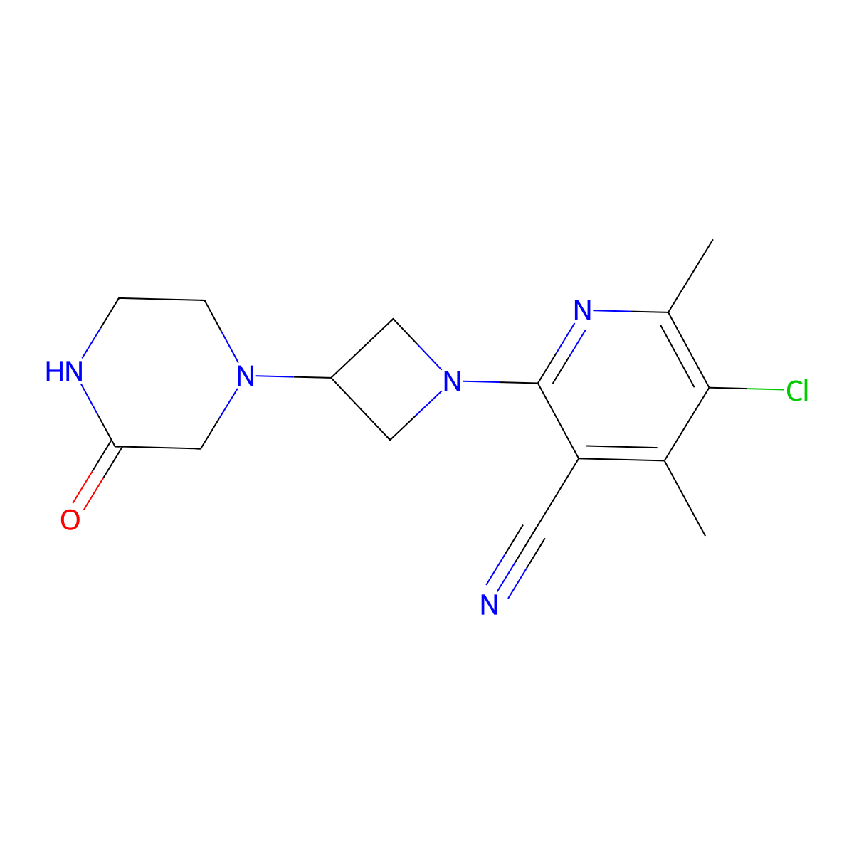 5-Chloro-4,6-dimethyl-2-[3-(3-oxopiperazin-1-yl)azetidin-1-yl]pyridine-3-carbonitrile molecular structure, CAS 2549030-47-7