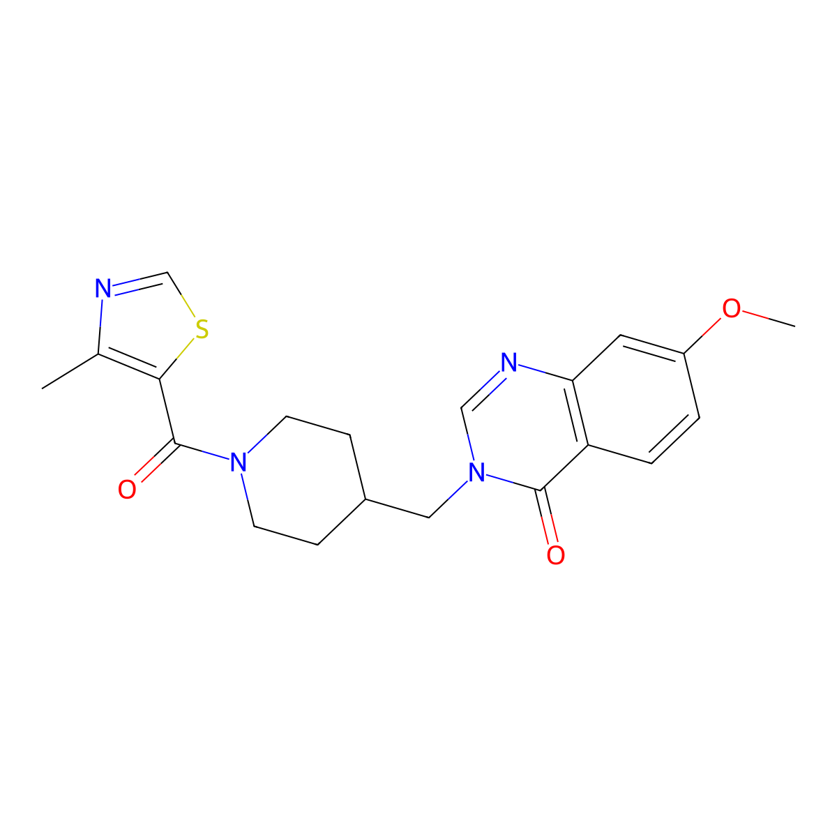 7-Methoxy-3-{[1-(4-methyl-1,3-thiazole-5-carbonyl)piperidin-4-yl]methyl}-3,4-dihydroquinazolin-4-one molecular structure, CAS 2549030-56-8