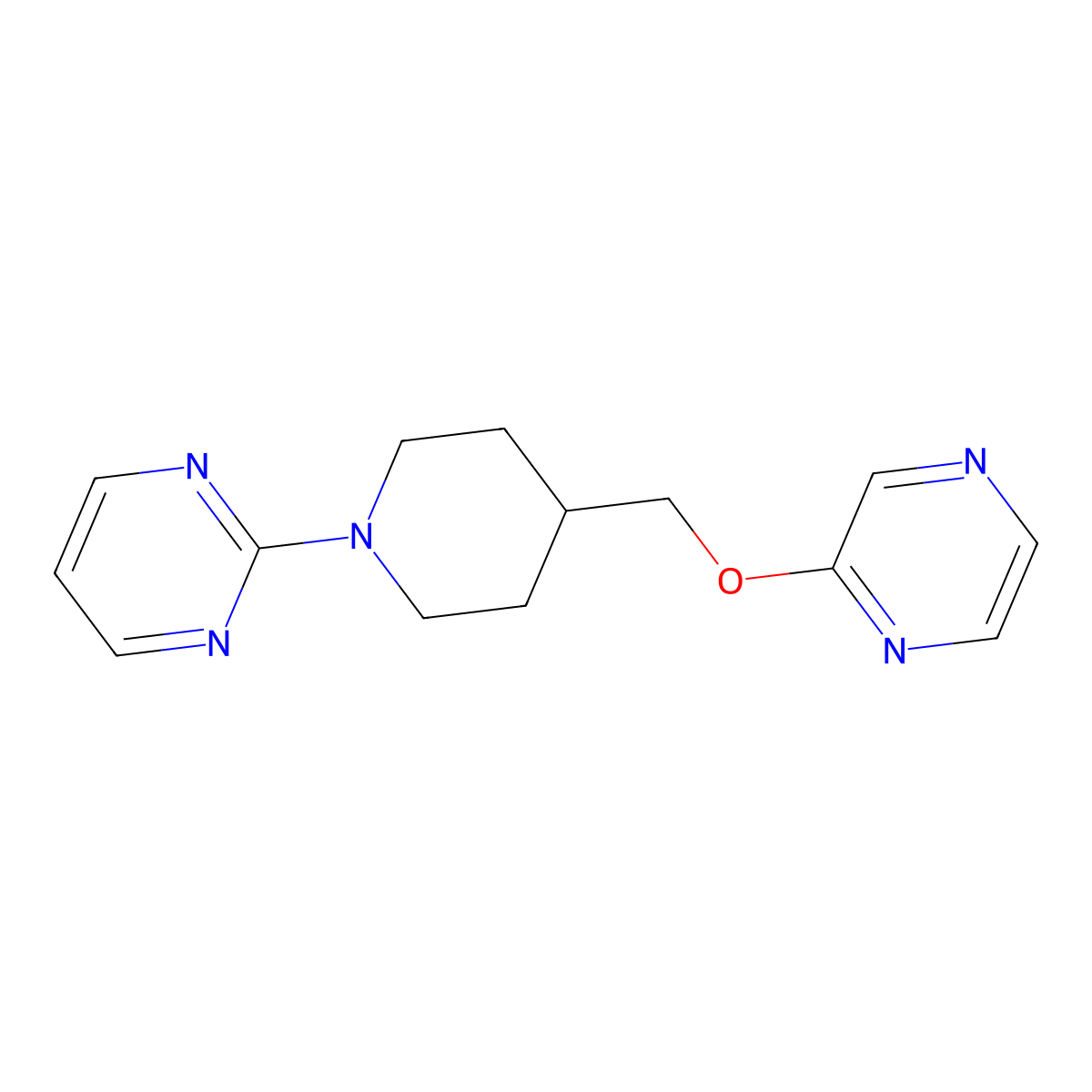 2-{4-[(Pyrazin-2-yloxy)methyl]piperidin-1-yl}pyrimidine molecular structure, CAS 2549030-68-2