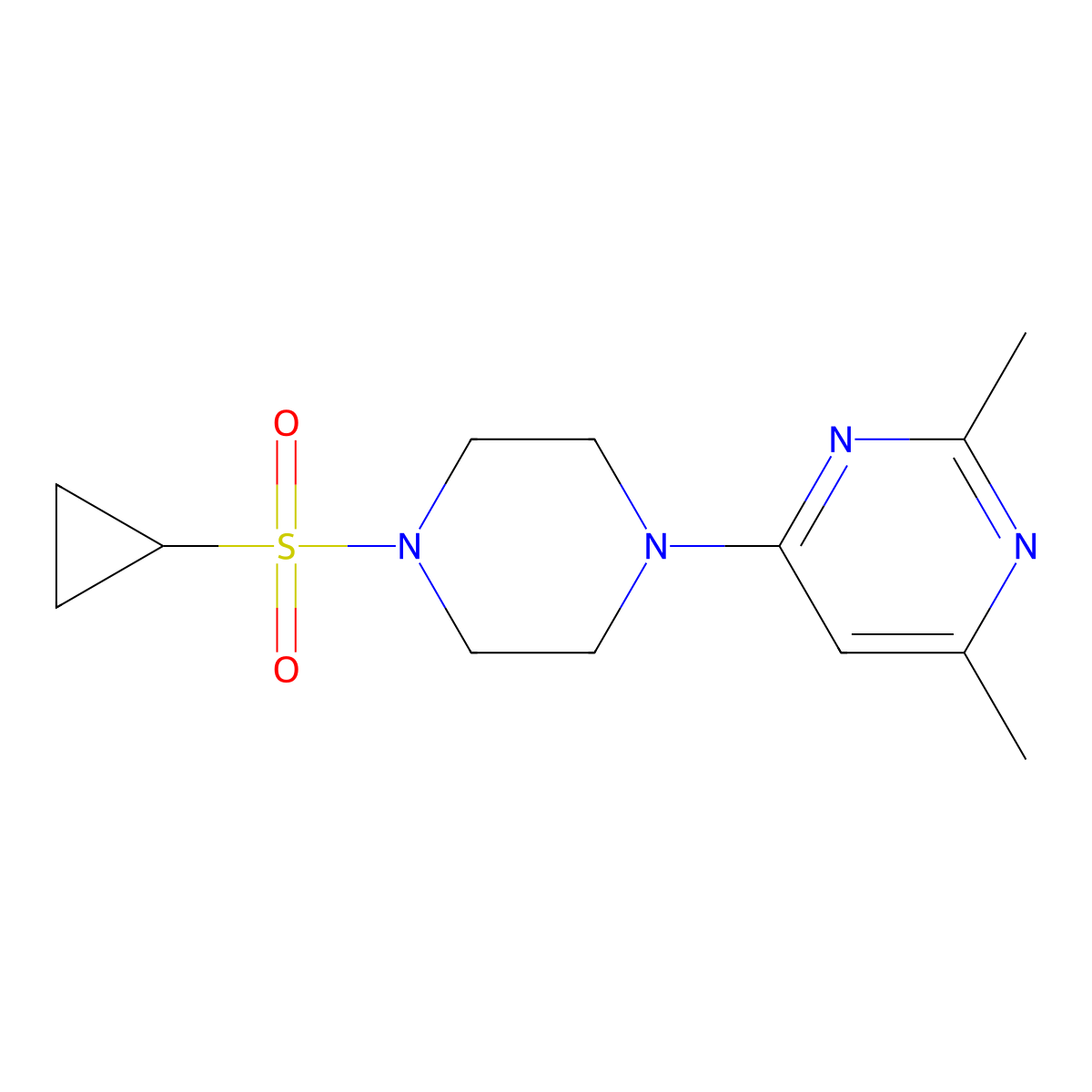 4-[4-(Cyclopropanesulfonyl)piperazin-1-yl]-2,6-dimethylpyrimidine molecular structure, CAS 2549030-77-3