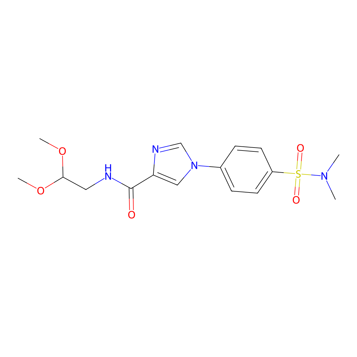 N-(2,2-dimethoxyethyl)-1-[4-(dimethylsulfamoyl)phenyl]-1H-imidazole-4-carboxamide molecular structure, CAS 2549030-80-8