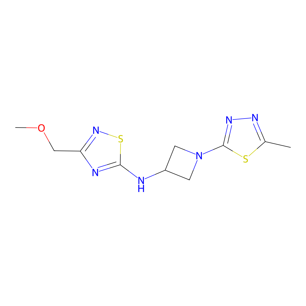3-(methoxymethyl)-N-[1-(5-methyl-1,3,4-thiadiazol-2-yl)azetidin-3-yl]-1,2,4-thiadiazol-5-amine molecular structure, CAS 2549030-83-1